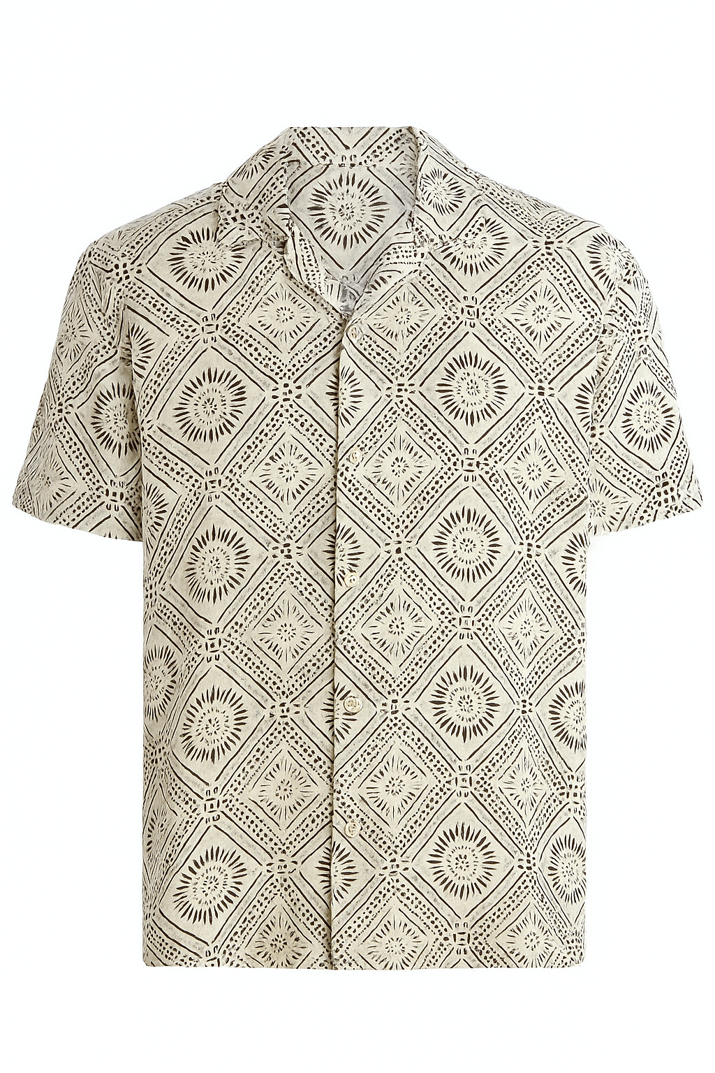 Off-White Geometric Sunburst Printed Cotton Full Sleeve Shirt