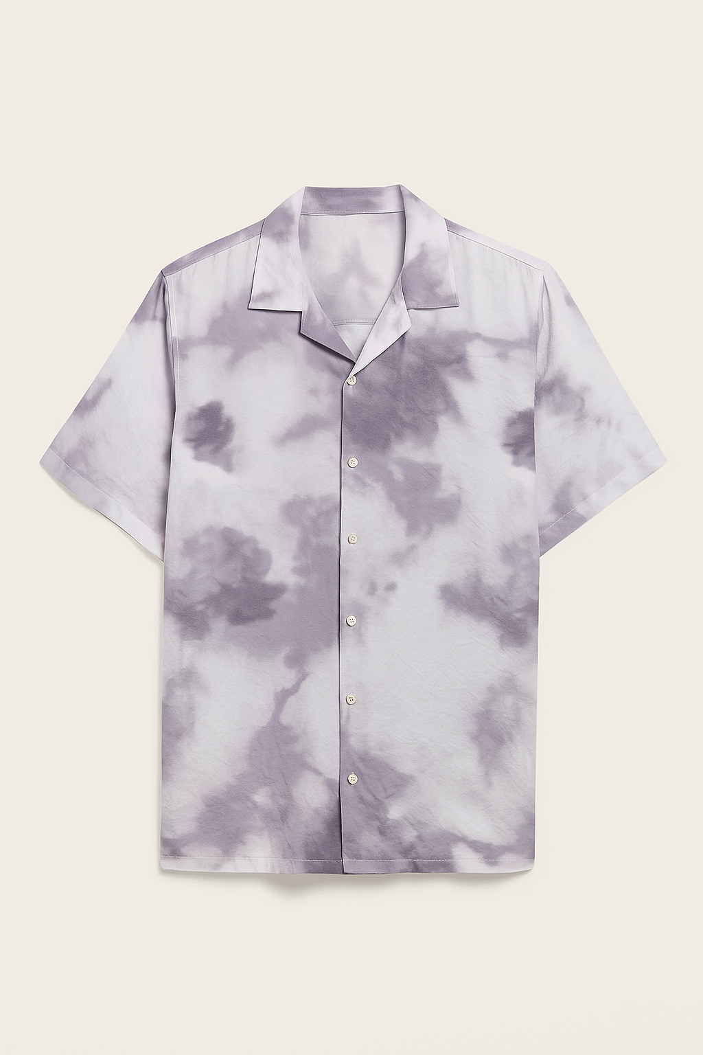 Purple Cloud Dye Printed Shirt — Men's Relaxed Fit Short Sleeves