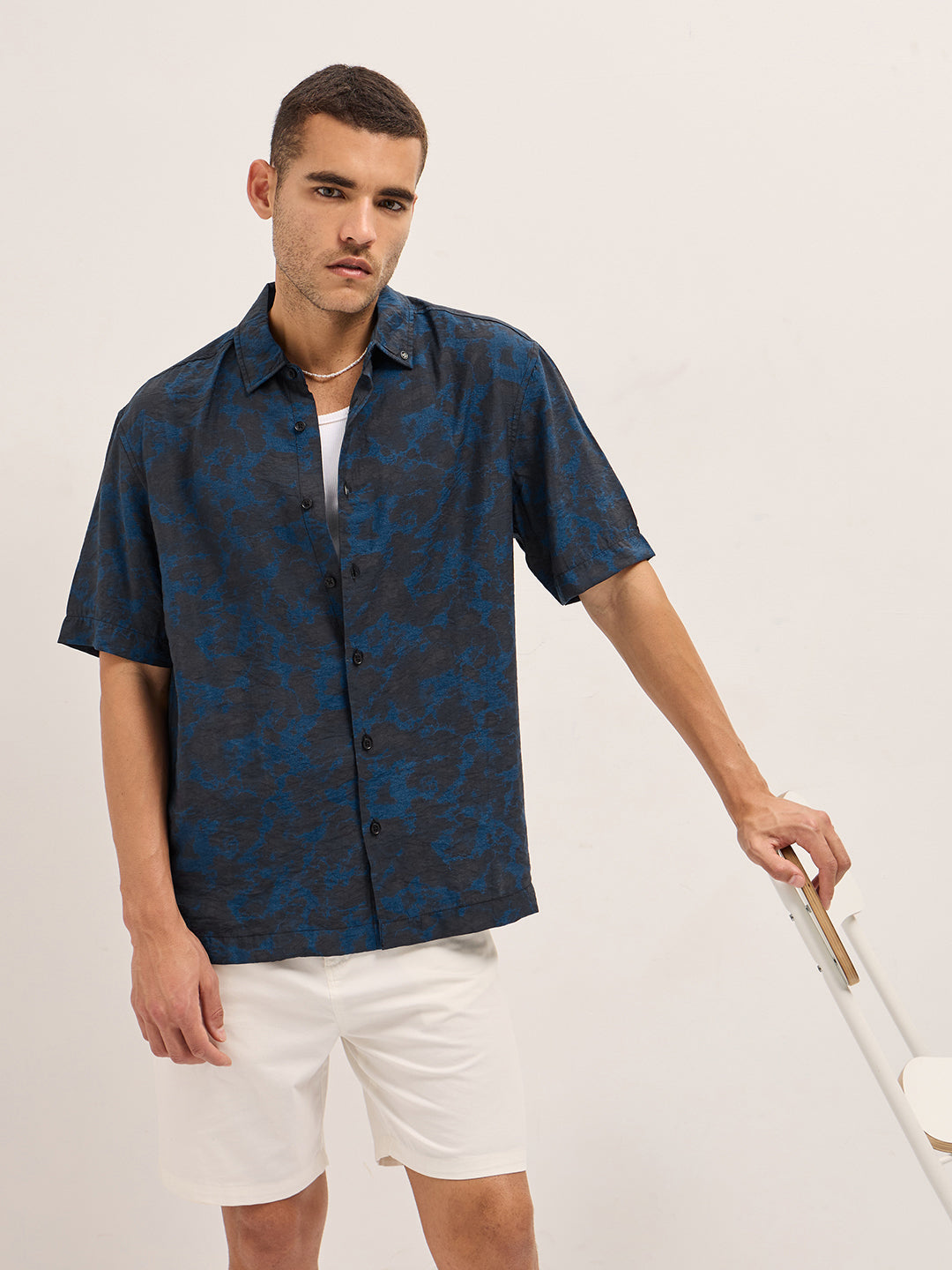 Blue Cloudy Sky Printed Cotton Full Sleeve Shirt