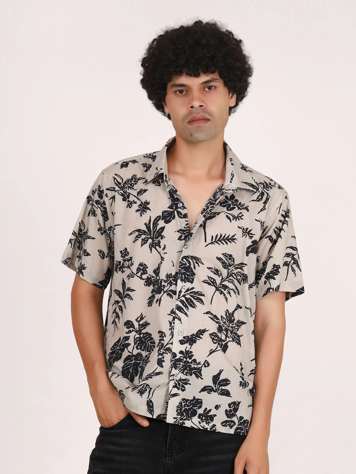 Off-White Botanical Floral Printed Cotton Shirt