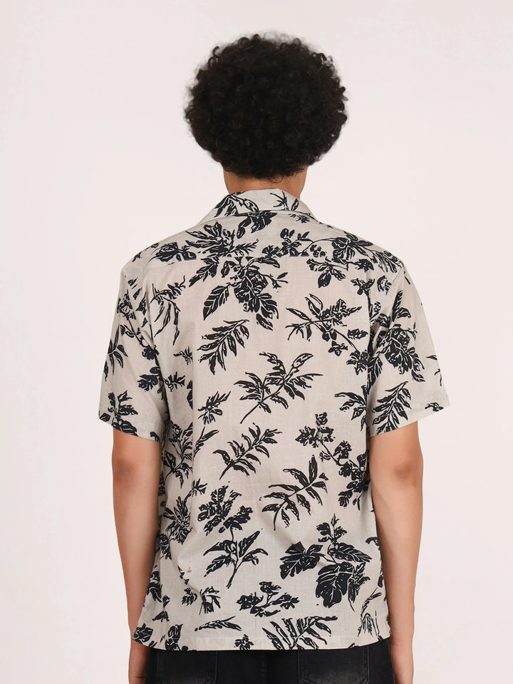 Off-White Botanical Floral Printed Cotton Shirt
