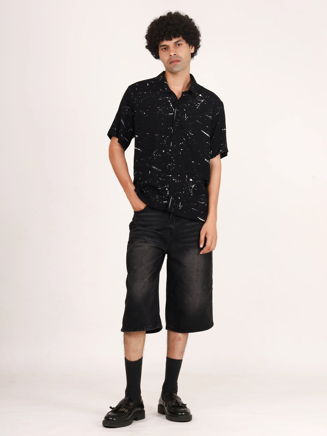 Black Speckle Printed Shirt