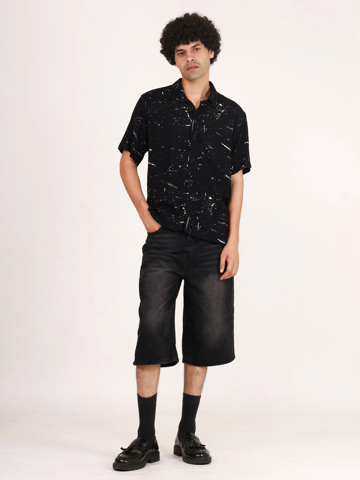 Black Speckle Printed Shirt