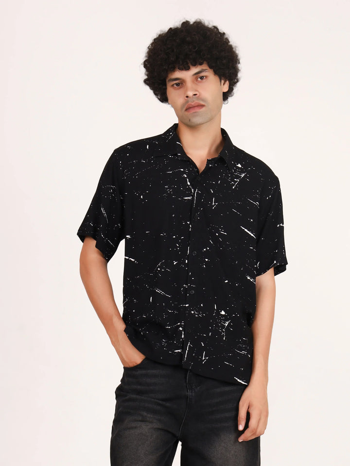Black Speckle Printed Shirt