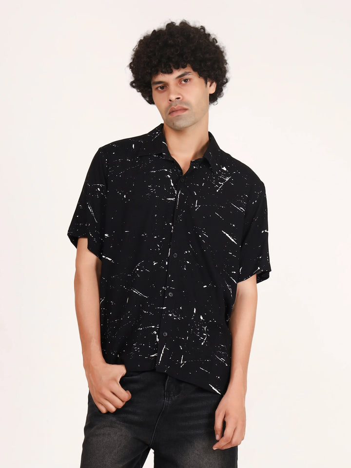 Black Speckle Printed Shirt