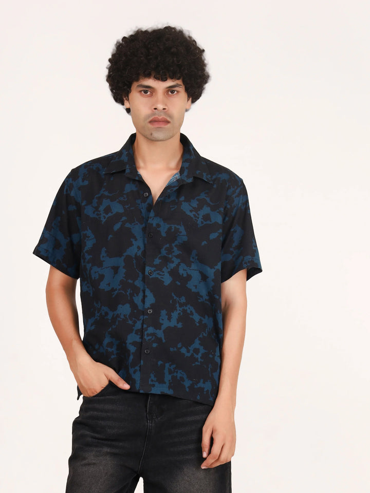 Blue Cloudy Printed Cotton Shirt