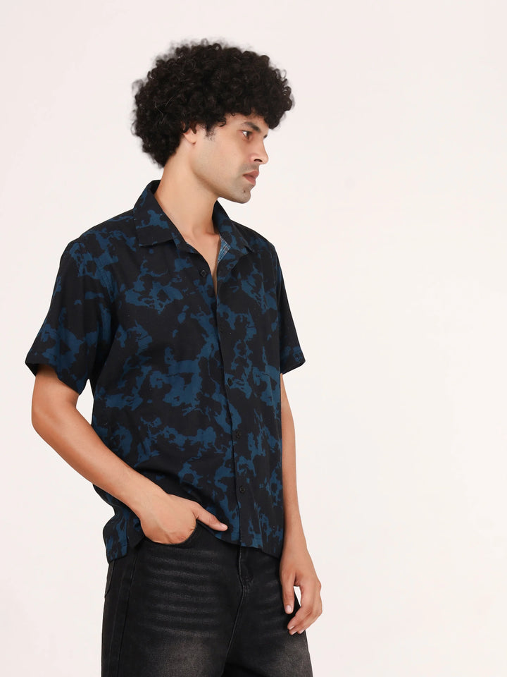 Blue Cloudy Printed Cotton Shirt