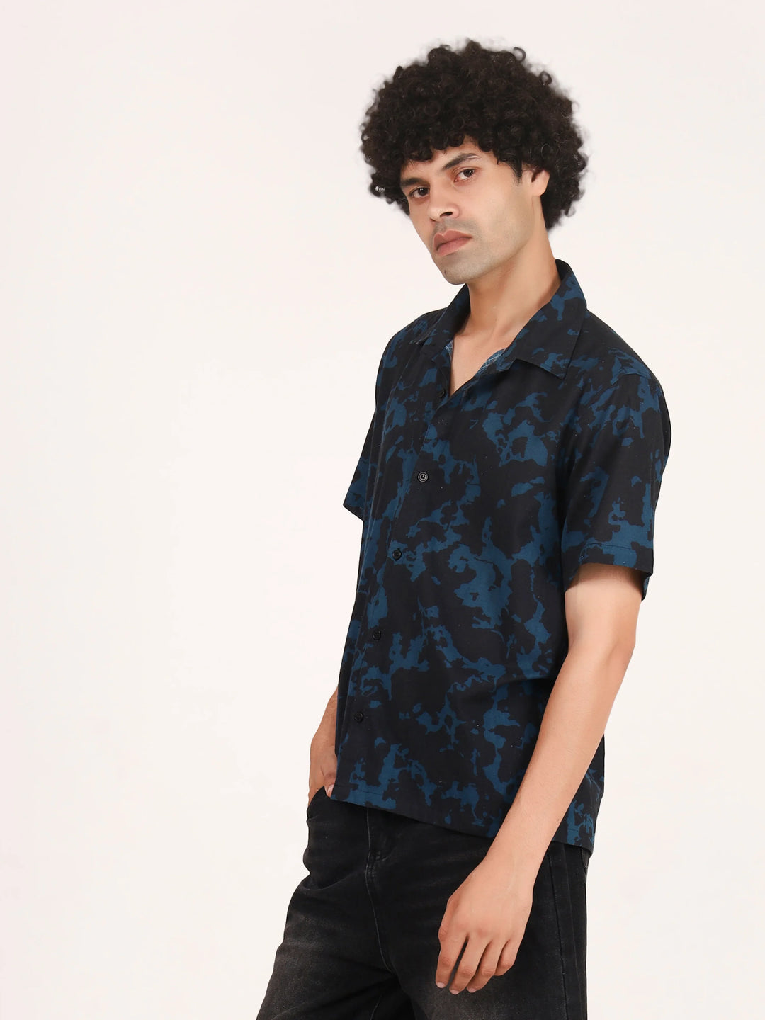 Blue Cloudy Printed Cotton Shirt