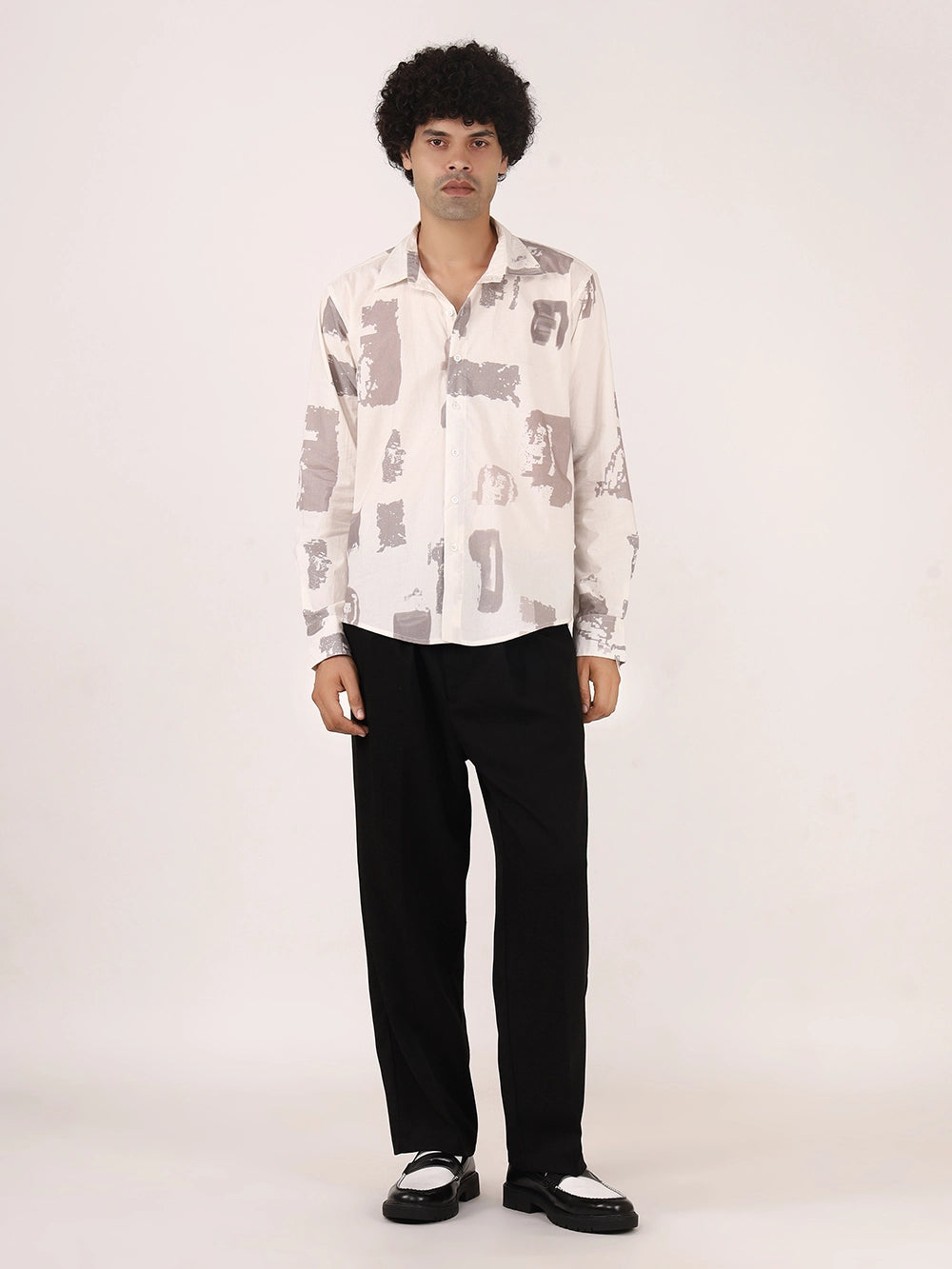Off-White Brushstroke Printed Cotton Full Sleeve Shirt