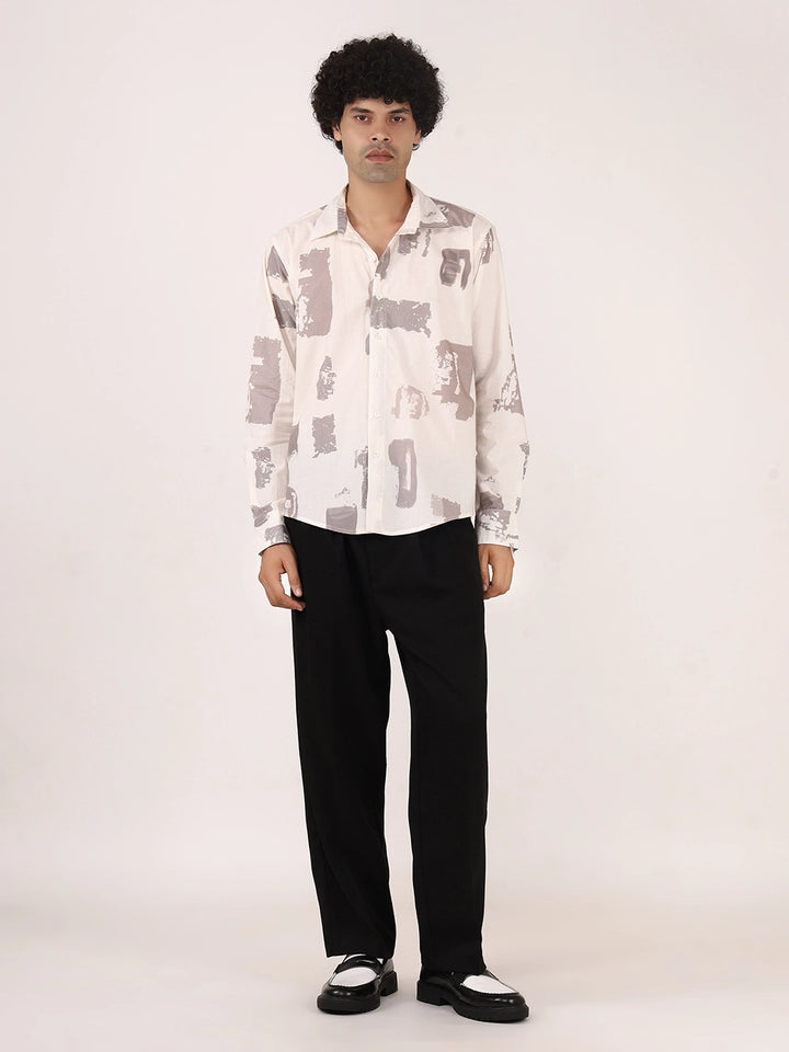 Off-White Brushstroke Printed Cotton Full Sleeve Shirt