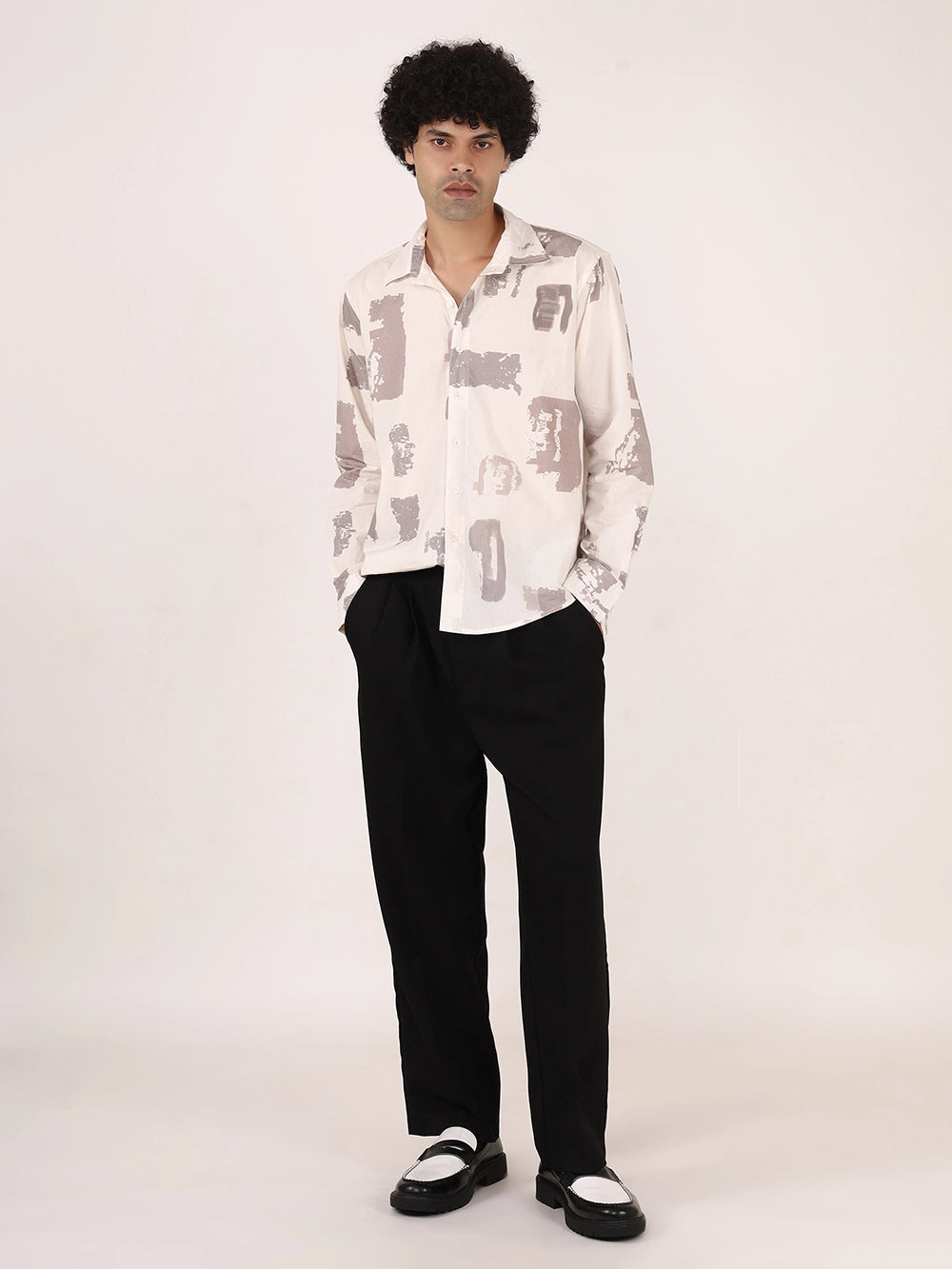Off-White Brushstroke Printed Cotton Full Sleeve Shirt