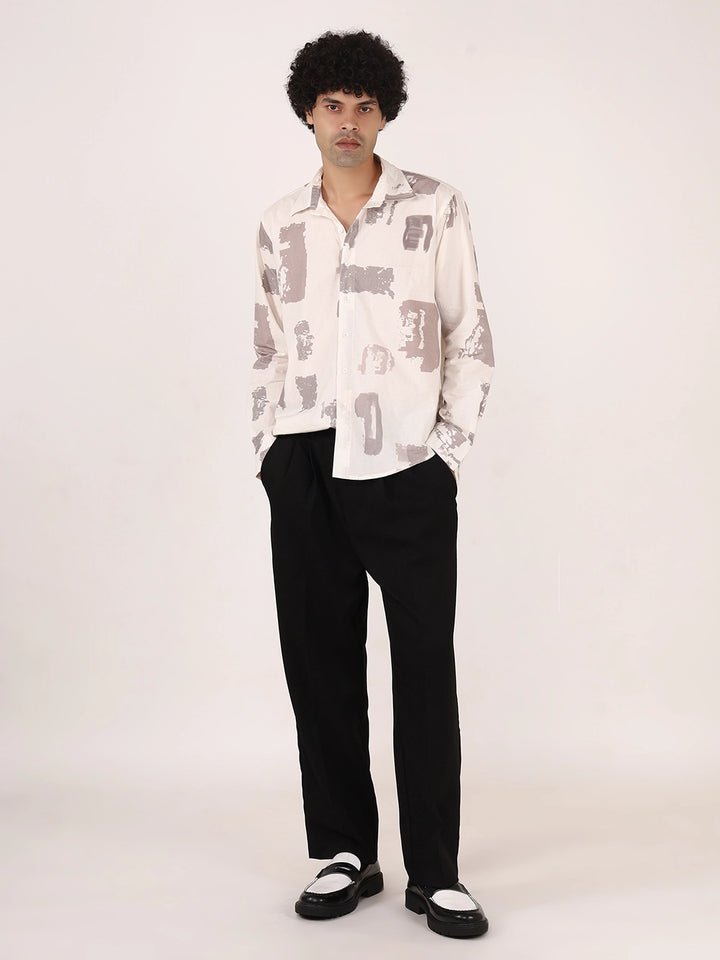 Off-White Brushstroke Printed Cotton Full Sleeve Shirt