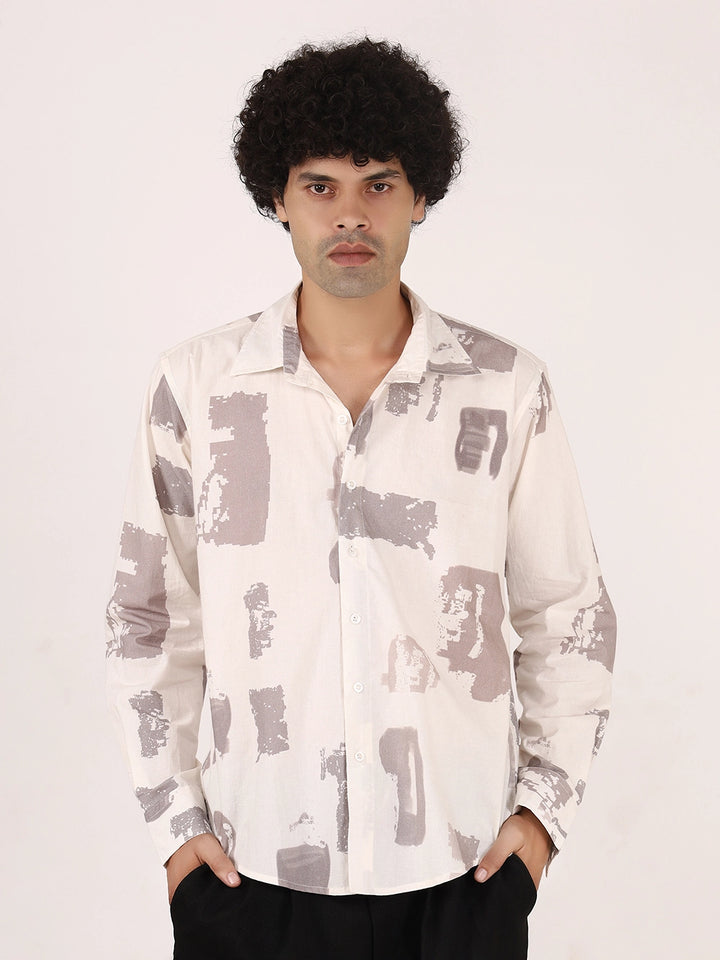 Off-White Brushstroke Printed Cotton Full Sleeve Shirt