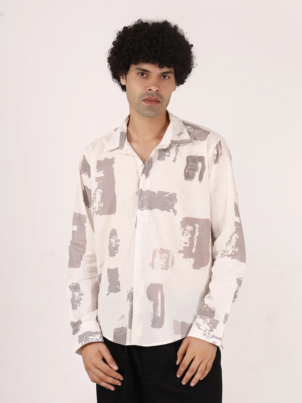 Off-White Brushstroke Printed Cotton Full Sleeve Shirt