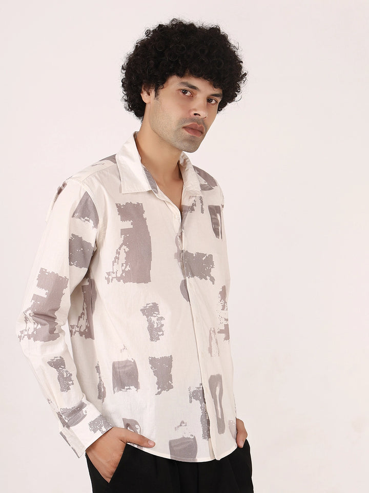 Off-White Brushstroke Printed Cotton Full Sleeve Shirt