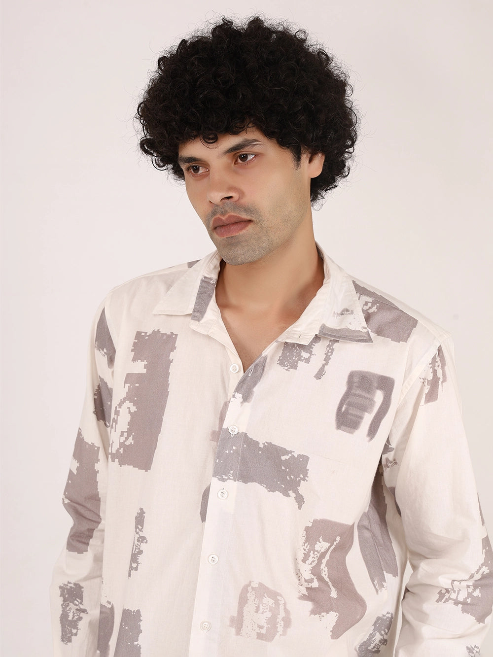 Off-White Brushstroke Printed Cotton Full Sleeve Shirt