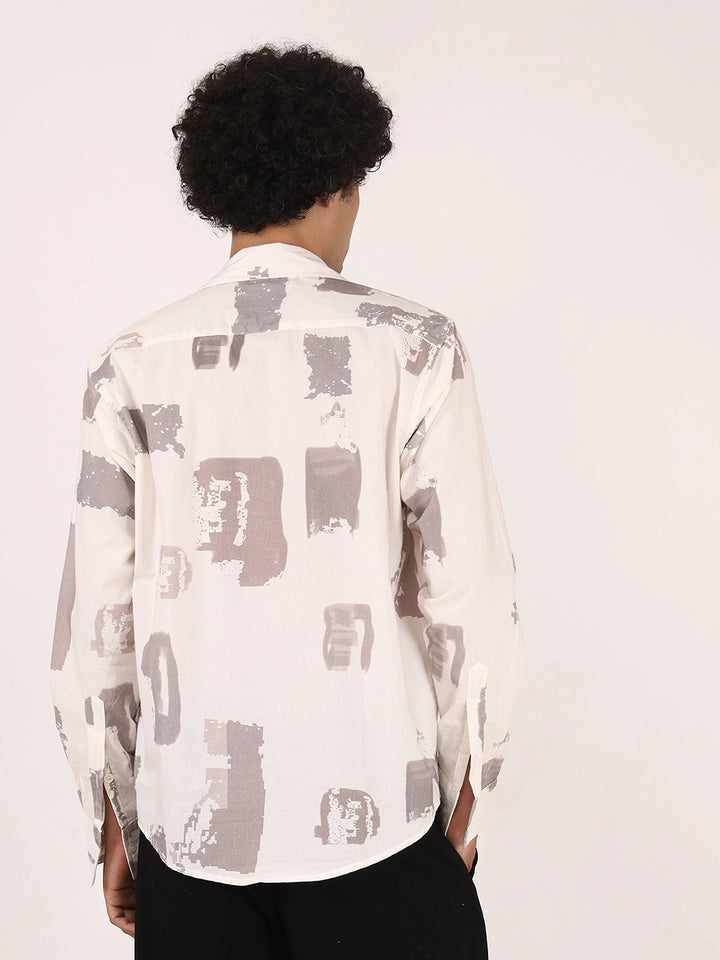 Off-White Brushstroke Printed Cotton Full Sleeve Shirt