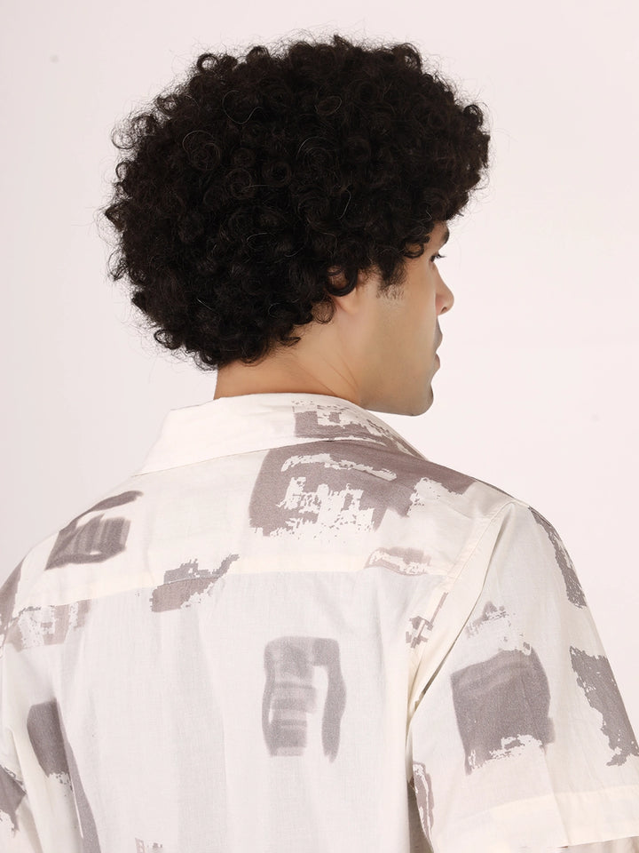 Off-White Brushstroke Printed Cotton Full Sleeve Shirt