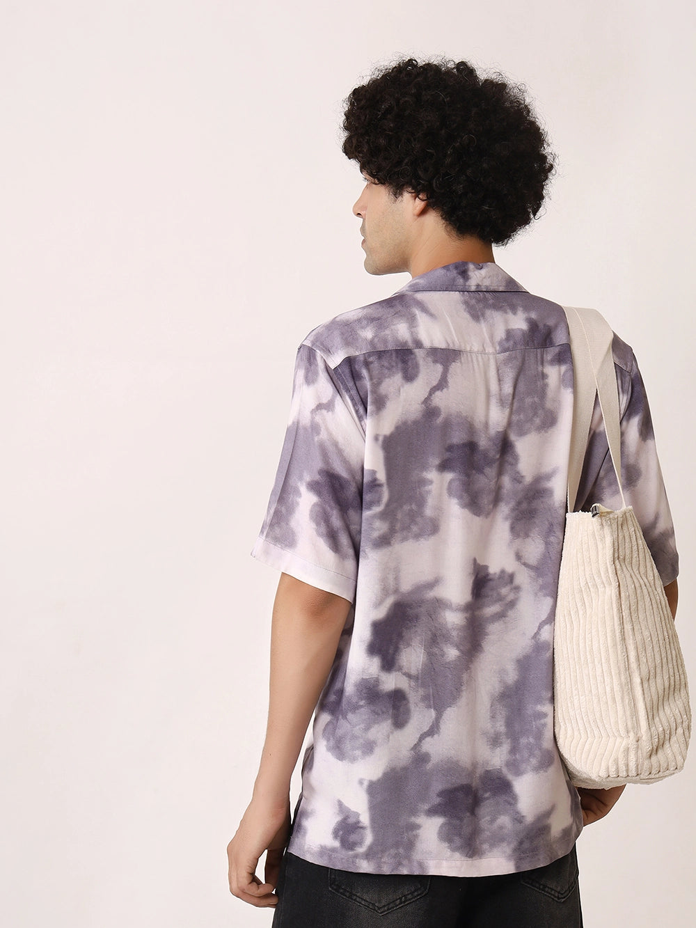 Purple Cloudburst Viscose Resort Shirt with Cuban Collar